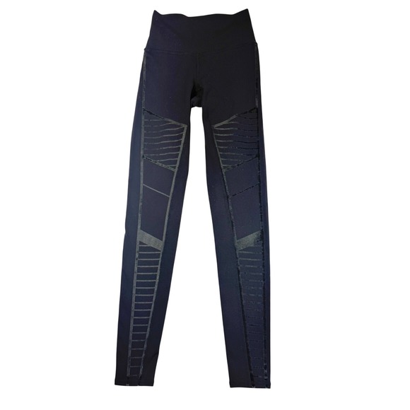 ALO Yoga Pants - ALO Yoga Moto Leggings‎ Black High Waist Performance Activewear Womens XS